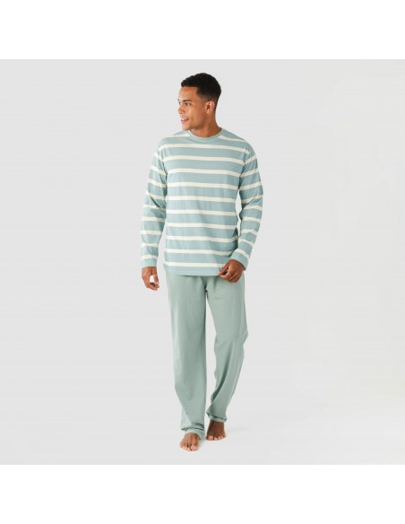 Pijama largo algodón hombre Raya Arellano verde agua pijamas-largos-hombre