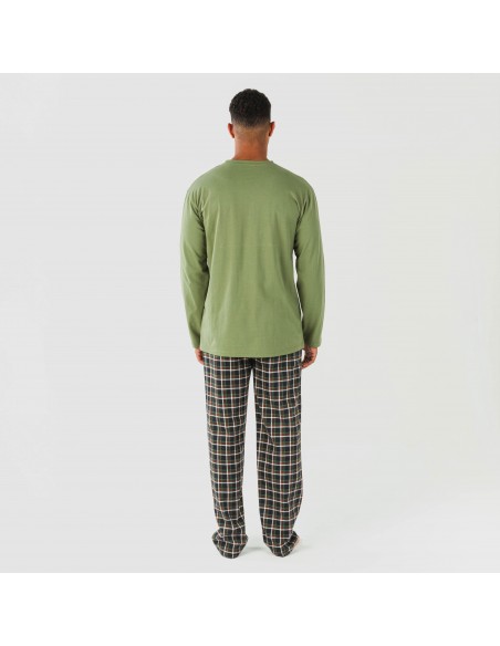 Pijama hombre franela Cuadro Frankfurt verde caceria pijamas-largos-hombre