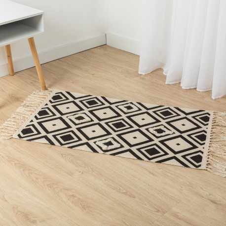 Alfombra algodón Rosetto beige - negro alfombras