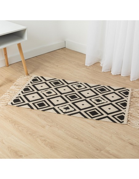 Alfombra algodón Rosetto beige - negro alfombras