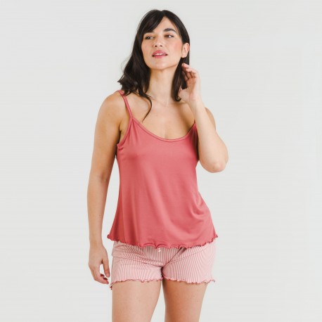 Pijama tirantes mujer soft Raya Aliena marsala pijamas-cortos-mujer