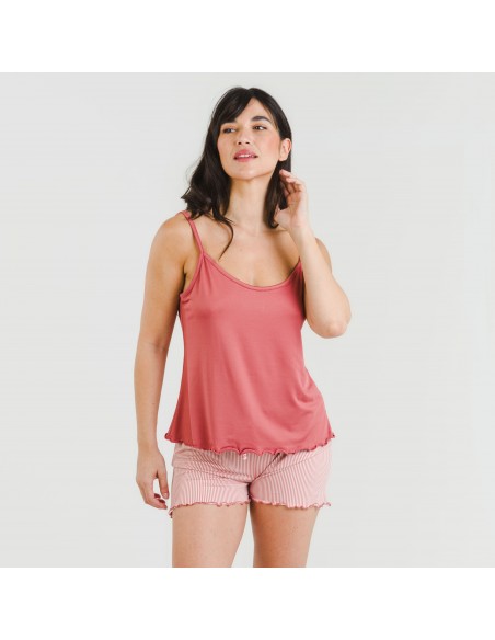 Pijama tirantes mujer soft Raya Aliena marsala pijamas-cortos-mujer