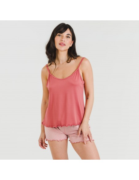 Pijama tirantes mujer soft Raya Aliena marsala pijamas-cortos-mujer