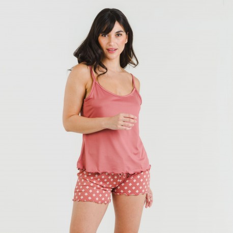 Pijama tirantes mujer soft Missy marsala pijamas-cortos-mujer