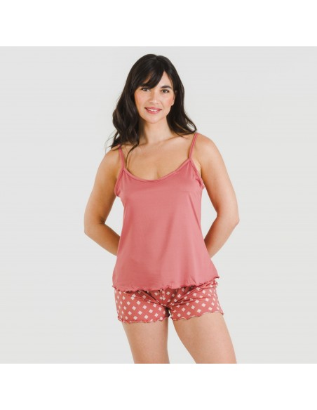 Pijama tirantes mujer soft Missy marsala pijamas-cortos-mujer