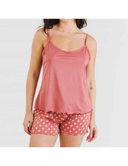 Pijama tirantes mujer soft Missy marsala pijamas-cortos-mujer