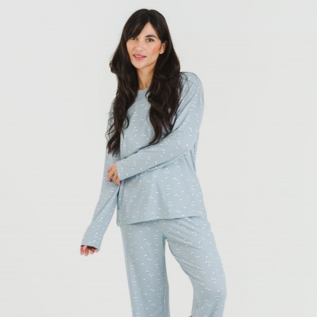 Pijama largo mujer soft Tabitha indigo pijamas-largos-de-mujer