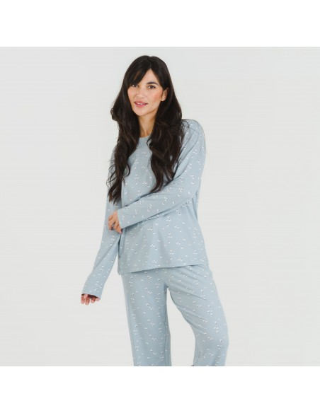 Pijama largo mujer soft Tabitha indigo pijamas-largos-de-mujer