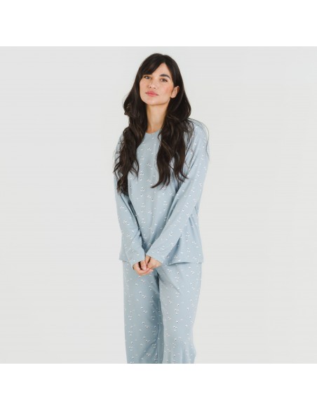 Pijama largo mujer soft Tabitha indigo pijamas-largos-de-mujer