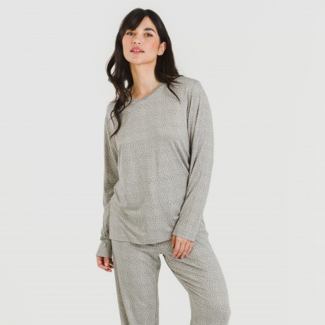 Pijama largo mujer soft Lolenda gris marengo pijamas-largos-de-mujer