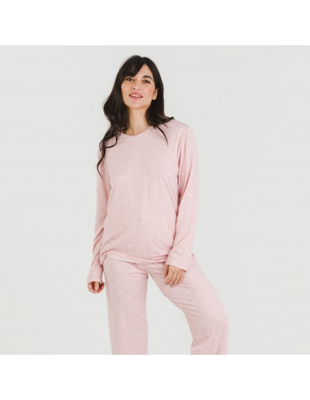 Pijama largo mujer soft Embera rosa palo pijamas-largos-de-mujer