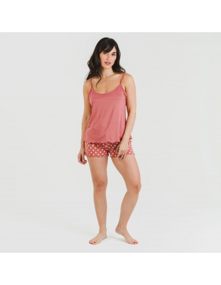 Pijama tirantes mujer soft Missy marsala pijamas-cortos-mujer