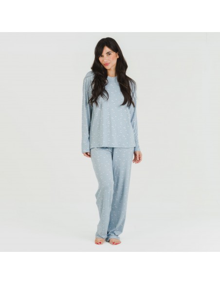 Pijama largo mujer soft Tabitha indigo pijamas-largos-de-mujer