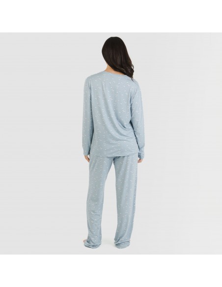 Pijama largo mujer soft Tabitha indigo pijamas-largos-de-mujer