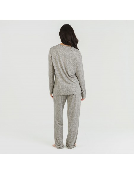 Pijama largo mujer soft Lolenda gris marengo pijamas-largos-de-mujer