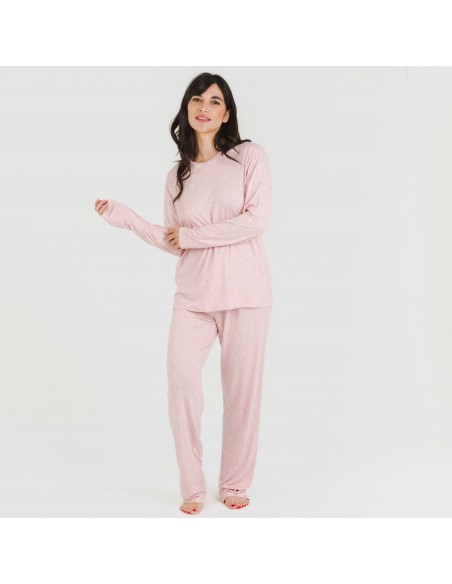 Pijama largo mujer soft Embera rosa palo pijamas-largos-de-mujer