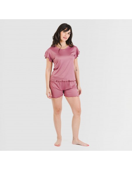 Pijama manga corta mujer soft liso pijama-corto-sedoso