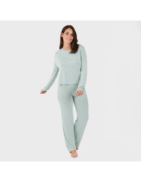 Pijama angorina liso pijamas-largos-de-mujer