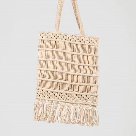 Bolso de algodón macramé Gian natural playa