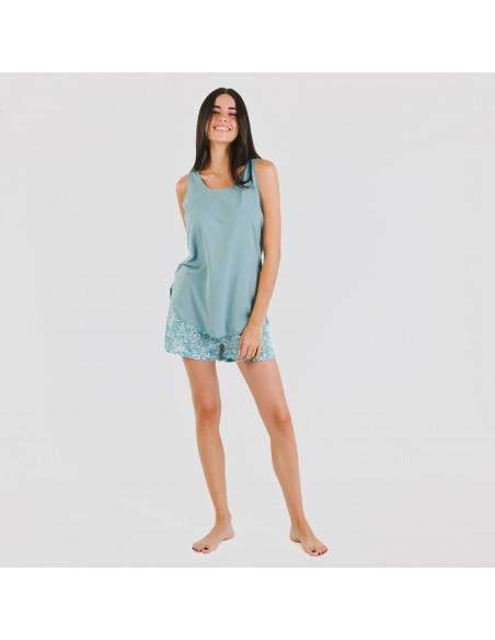 Pijama corto algodón Hera verde azulado pijamas-cortos-mujer