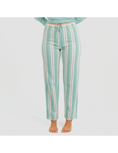 Pijama largo algodón Raya Galda verde pijamas-largos-de-mujer