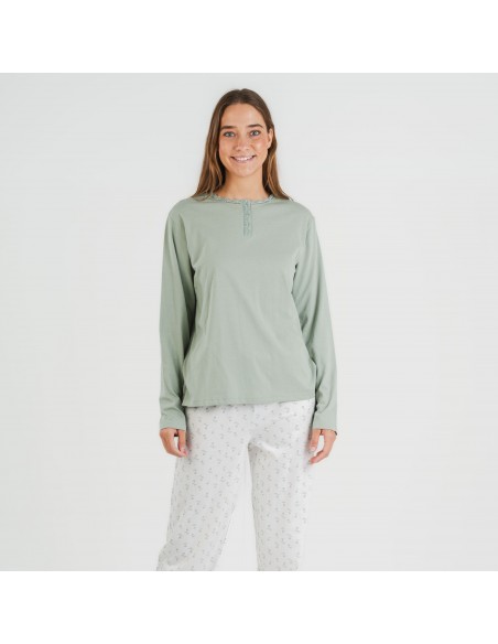 Pijama largo algodón Varga verde pijamas-largos-de-mujer