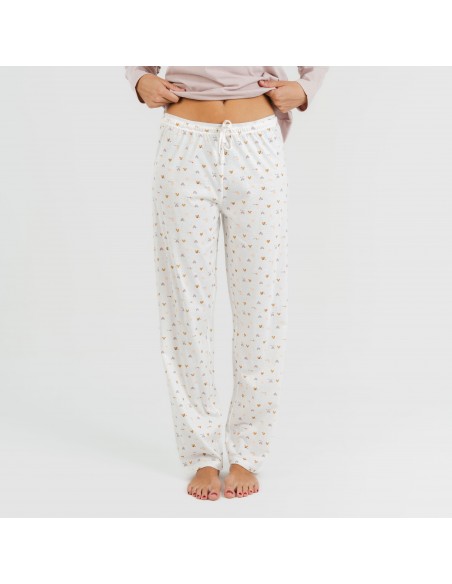 Pijama largo algodón Isita malva pijamas-largos-de-mujer