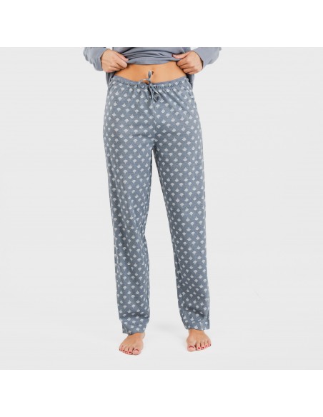 Pijama largo algodón Summer azul azafata pijamas-largos-de-mujer