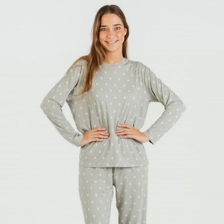 Pijama largo mujer soft Baby verde caceria pijamas-largos-de-mujer