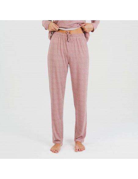 Pijama largo mujer soft Lolenda malva rosa pijamas-largos-de-mujer