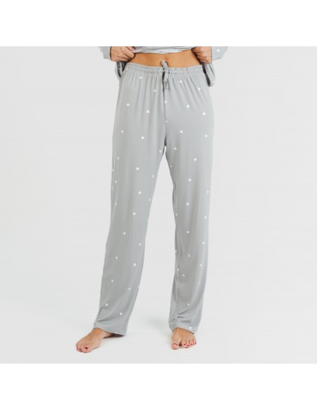 Pijama largo mujer soft Choer gris pijamas-largos-de-mujer