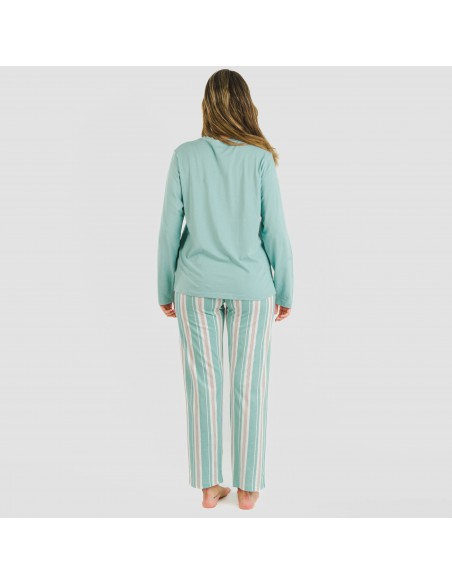 Pijama largo algodón Raya Galda verde pijamas-largos-de-mujer