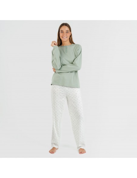 Pijama largo algodón Varga verde pijamas-largos-de-mujer