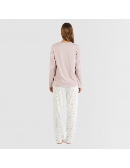 Pijama largo algodón Isita malva pijamas-largos-de-mujer