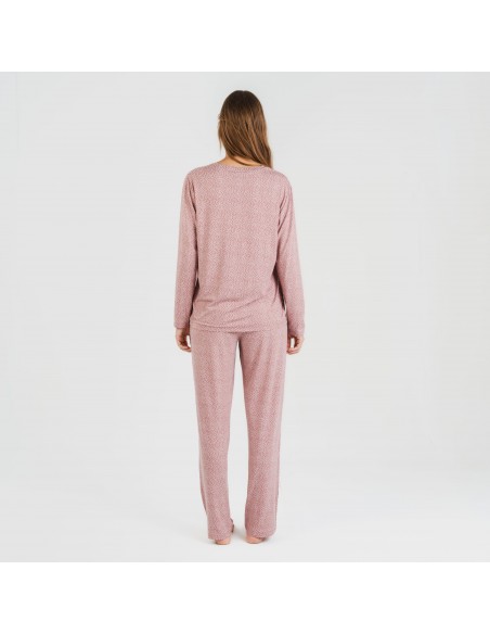 Pijama largo mujer soft Lolenda malva rosa pijamas-largos-de-mujer