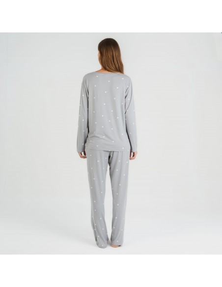 Pijama largo mujer soft Choer gris pijamas-largos-de-mujer