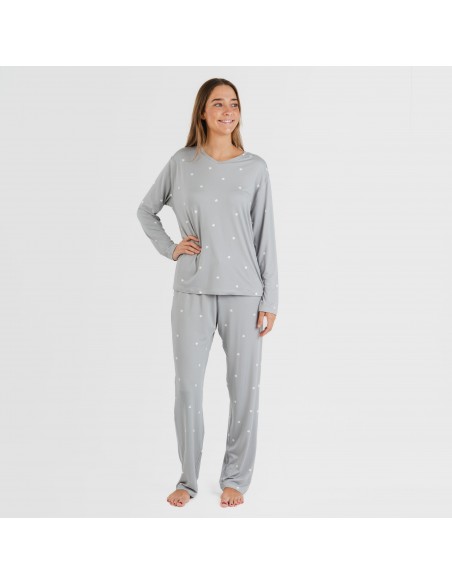 Pijama largo mujer soft Choer gris pijamas-largos-de-mujer