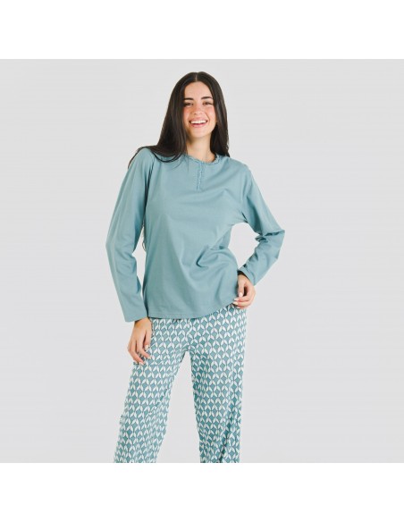 Pijama largo algodón Alino indigo pijama-largo-algodon