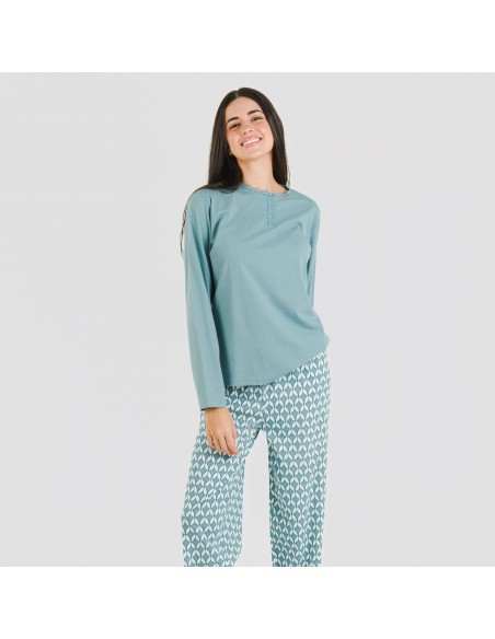 Pijama largo algodón Alino indigo pijama-largo-algodon