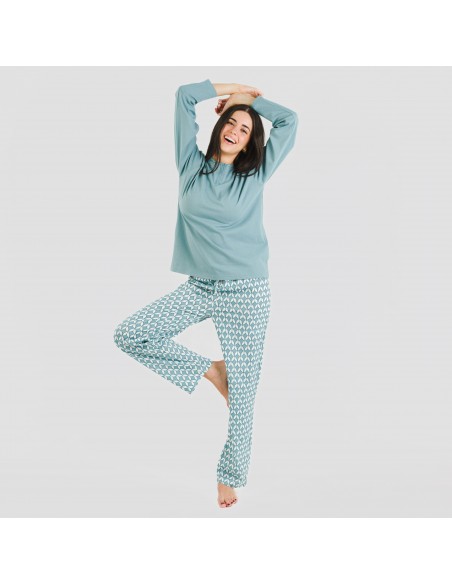 Pijama largo algodón Alino indigo pijama-largo-algodon