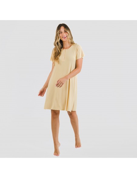 Blusón manga corta canalé viscosa liso vestidos-y-blusones-mujer