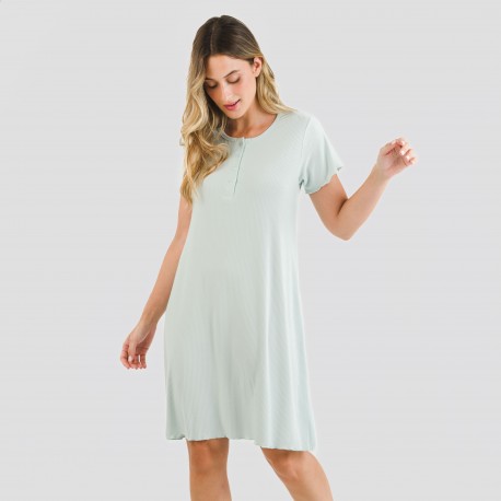 Blusón manga corta canalé viscosa liso vestidos-y-blusones-mujer