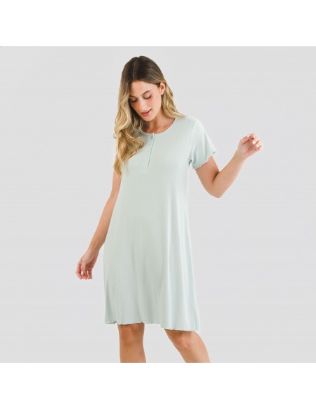 Blusón manga corta canalé viscosa liso vestidos-y-blusones-mujer