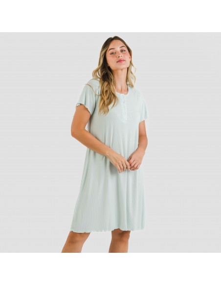 Blusón manga corta canalé viscosa liso vestidos-y-blusones-mujer