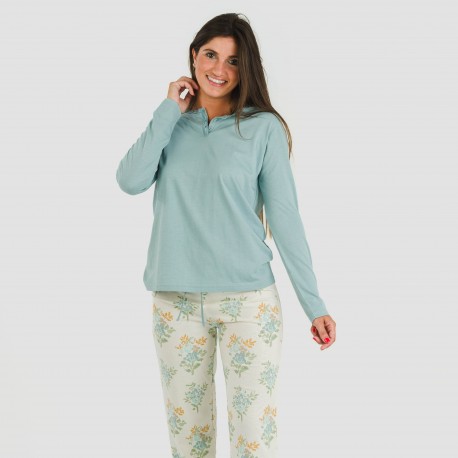 Pijama largo algodón Lete indigo pijamas-largos-de-mujer