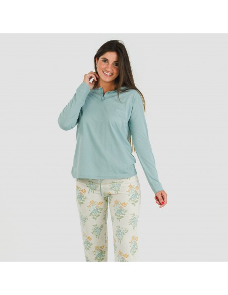 Pijama largo algodón Lete indigo pijamas-largos-de-mujer