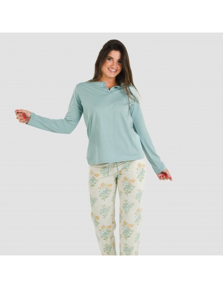 Pijama largo algodón Lete indigo pijamas-largos-de-mujer