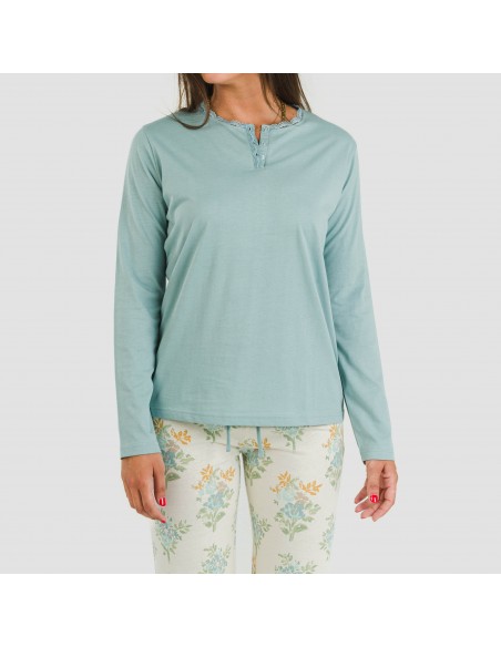 Pijama largo algodón Lete indigo pijamas-largos-de-mujer