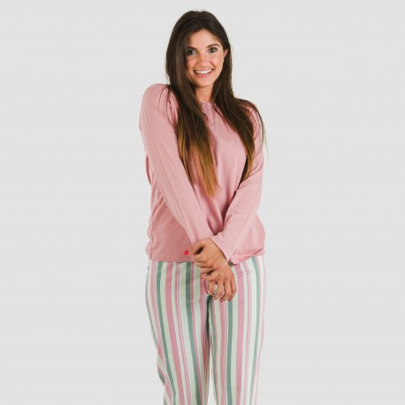 Pijama largo algodón Blondo rosa pijamas-largos-de-mujer