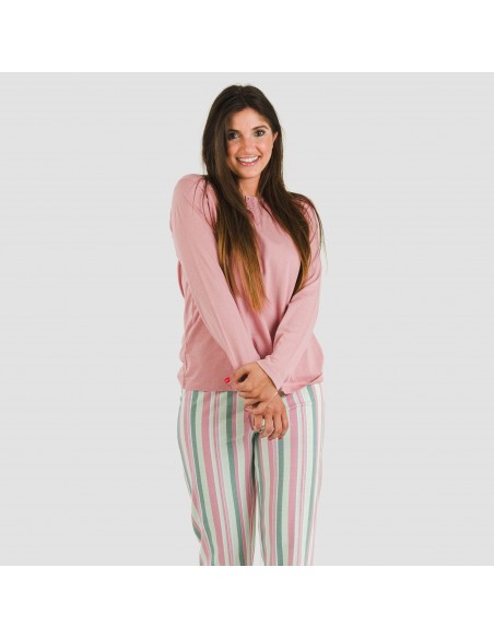 Pijama largo algodón Blondo rosa pijamas-largos-de-mujer